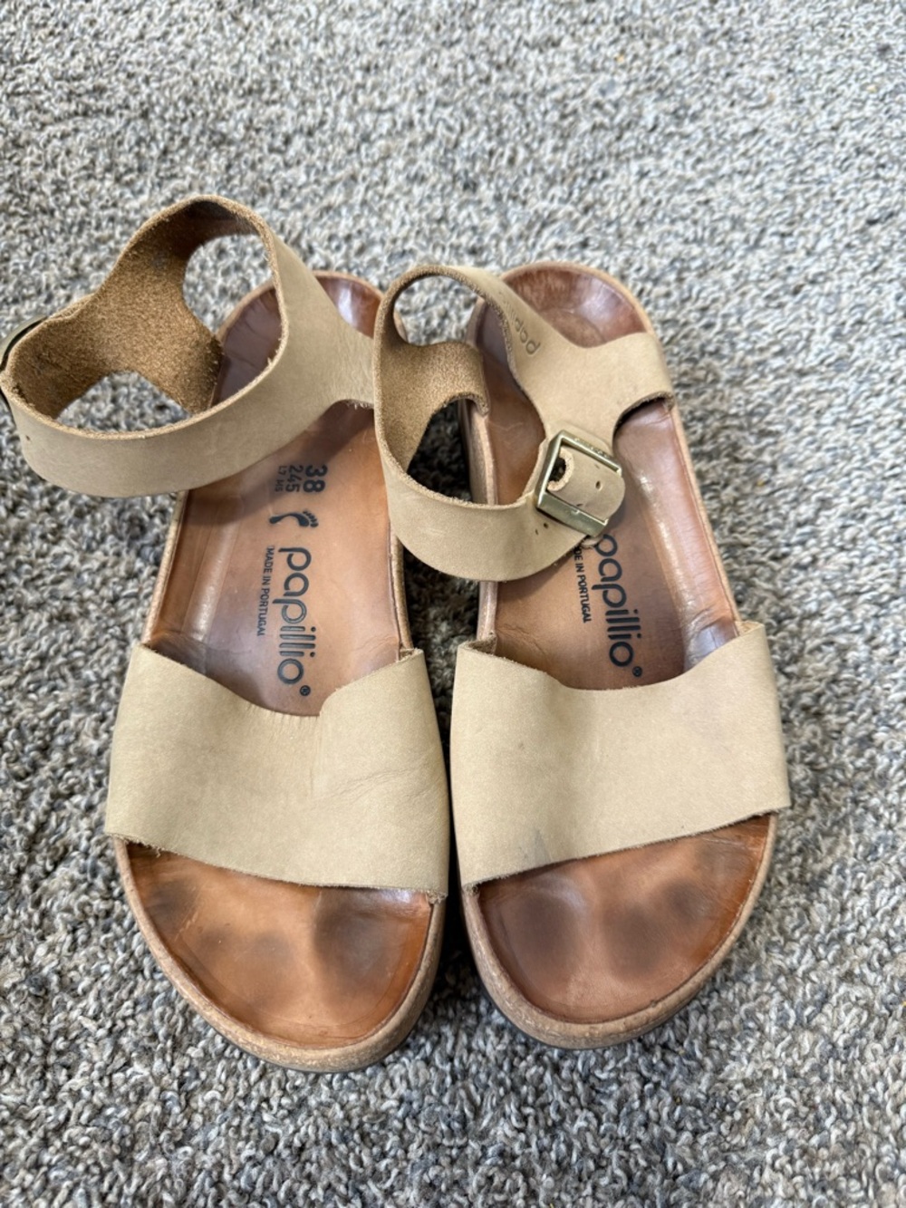 Papillio Tan Suede Strap Sandals